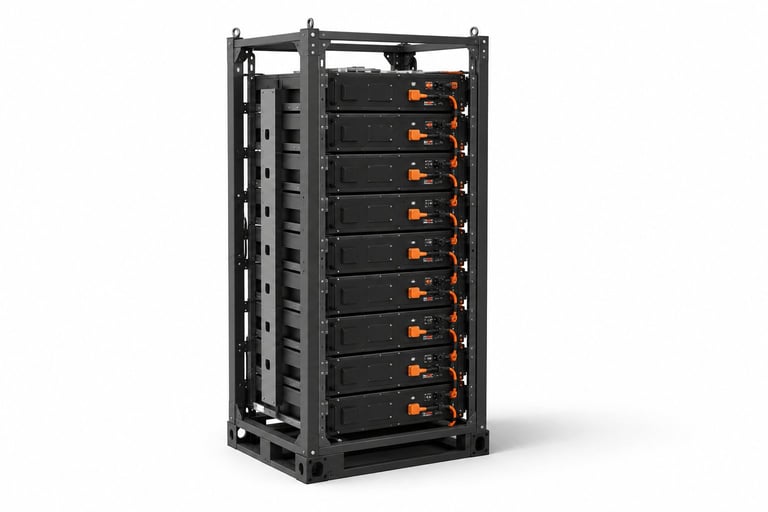 Battery energy storage rack with stacked modules