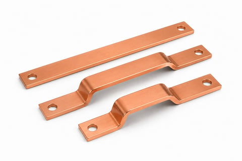 Copper busbars with punched mounting holes