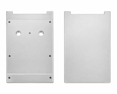 Machined aluminum end plate, front and back