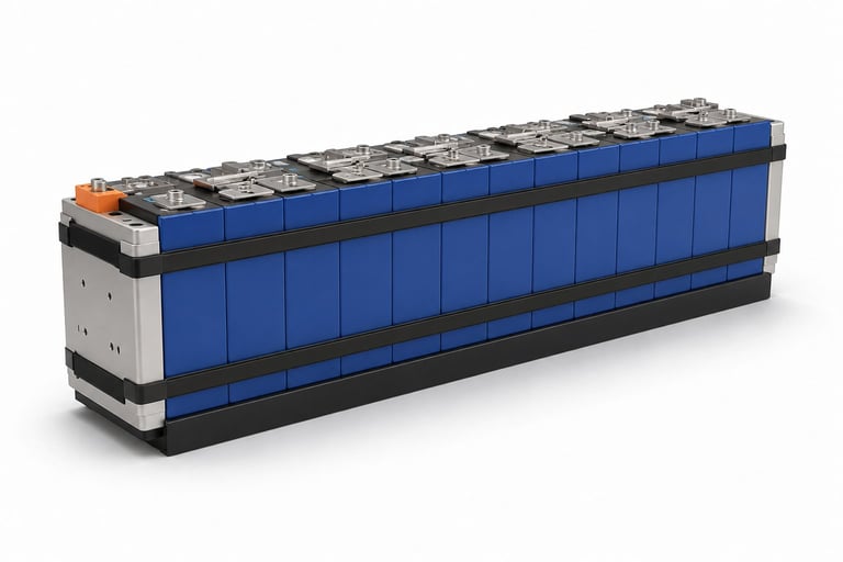 Battery module assembly with end plates and tie straps